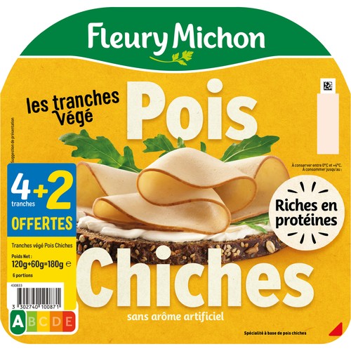 Fleury Michon Les tranches Végé pois chiches  x4+2 offertes 180g