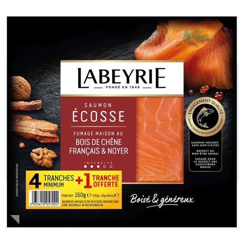 Labeyrie Saumon fumé le boisé d'Ecosse 4 tranches +1 offerte 150g