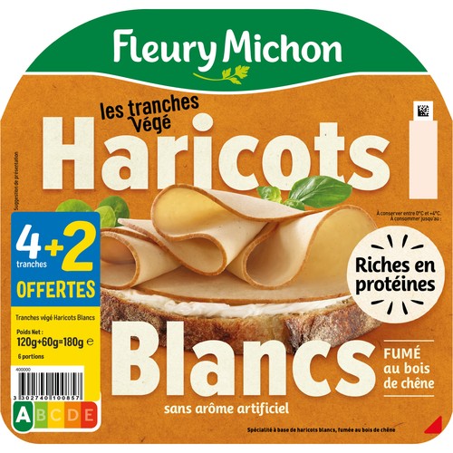 Fleury Michon Les tranches Végé Haricots Blanc x4 +2 Offertes 180g