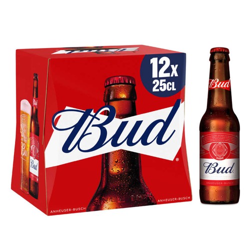 BUD King of beers Bière blonde en bouteilles 12x25cL