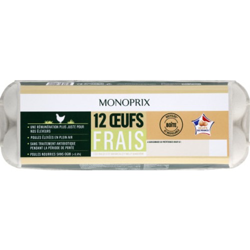 Monoprix Œufs de poules élevées en plein air x12
