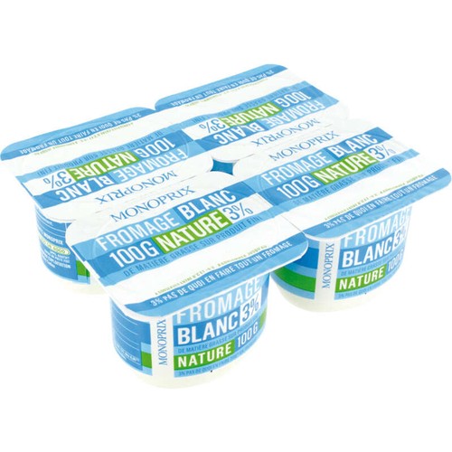 Monoprix Fromage Blanc 3% nature 4x100g