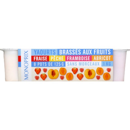 Monoprix Yaourt Brassé aux fruits mixés 8x125g