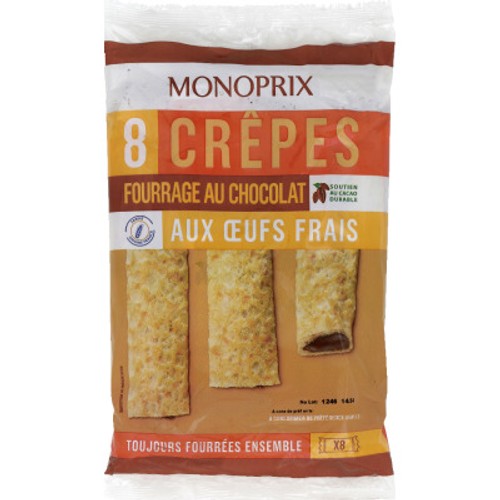 Monoprix Crêpes Fourrées Au Chocolat x8 240g