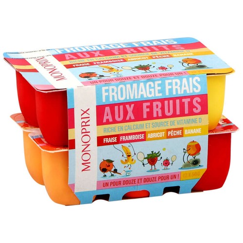 Monoprix Fromage Frais aux Fruits 12x50g