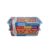 Monoprix Yaourt aux fruits avec morceaux, aromatisés abricot, ananas, pêche, fraise, cerise, mûre 16x125g