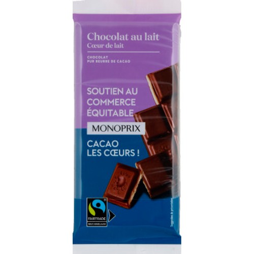 Monoprix Tablette chocolat au lait 2x100g