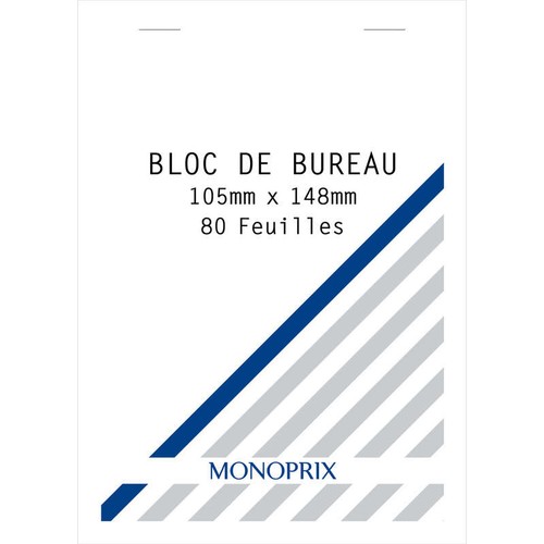 Monoprix Maison Bloc Notes, 10,5X14,8Cm, Petits Carreaux, 80 Feuilles, 80Gr/M²