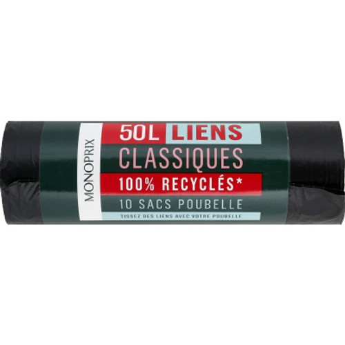 Monoprix Sacs Poubelle Liens Classiques 10x50L