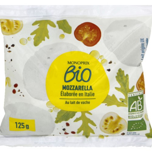 Monoprix Bio Mozzarella au lait de vache 125g