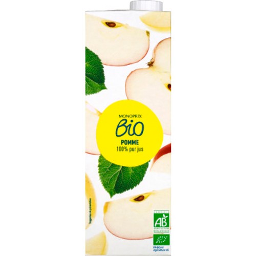Monoprix Bio Jus de pomme 100% pur jus 1L