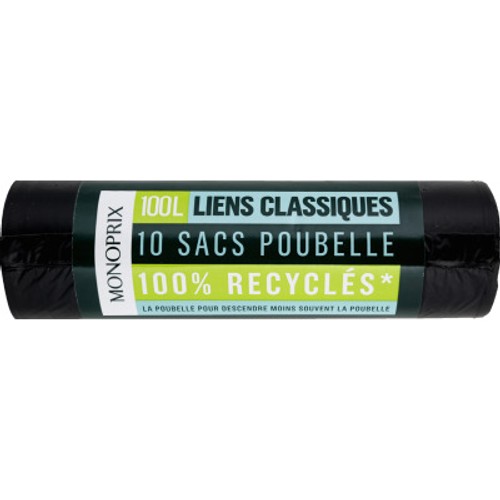 Monoprix Sacs Poubelle Recyclés Liens Classiques 100L