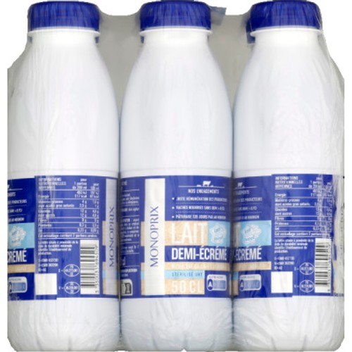 Monoprix Lait Demi-Écrémé 6x50cl