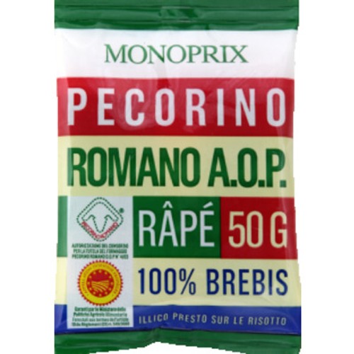 Monoprix Pecorino Romano râpé AOP 50g