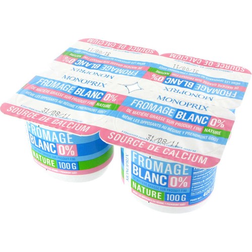 Monoprix Fromage Blanc 0% nature 4x100g