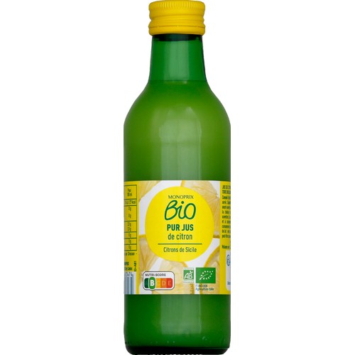Monoprix Bio Pur jus de citron de Sicile 250ml