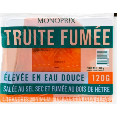 Monoprix Truite Fumée 4 tranches 120g