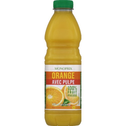 Monoprix Jus d'orange avec pulpe 100% fruit pressé 1L