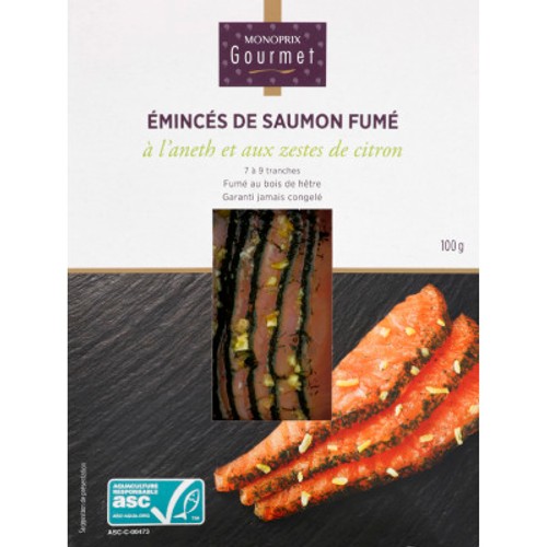 Monoprix Gourmet Émincés Saumon Fumé Aneth Citron 100g