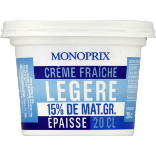 Monoprix Crème Fraîche Légère 15% de Mg 20cl