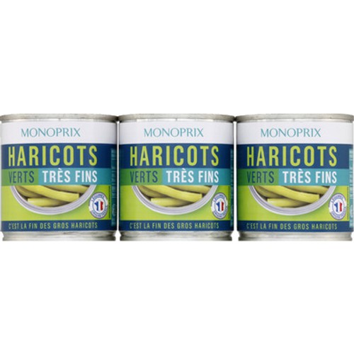 Monoprix Haricots Verts très fins coupés 3x110g