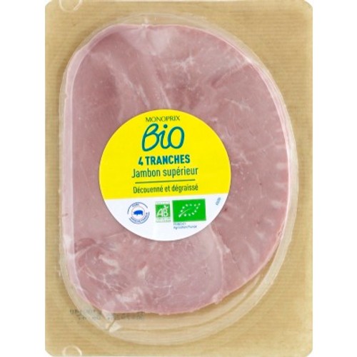 Monoprix Bio Jambon Supérieur x4 160g