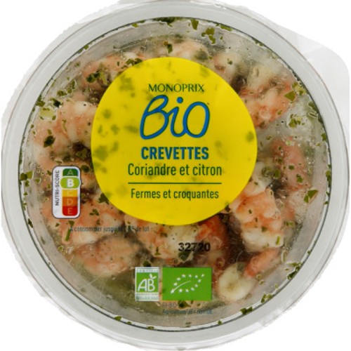 Monoprix Bio Crevettes décortiquées coriandre citron 109g
