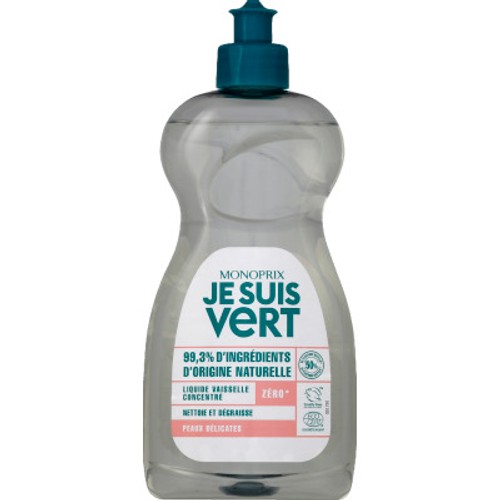 Monoprix Je Suis Vert Liquide Vaisselle Concentré Peaux Délicates 500ml