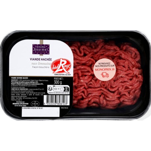 Monoprix Gourmet Viande hachée race Limousine Label Rouge 12% de Mg 300g