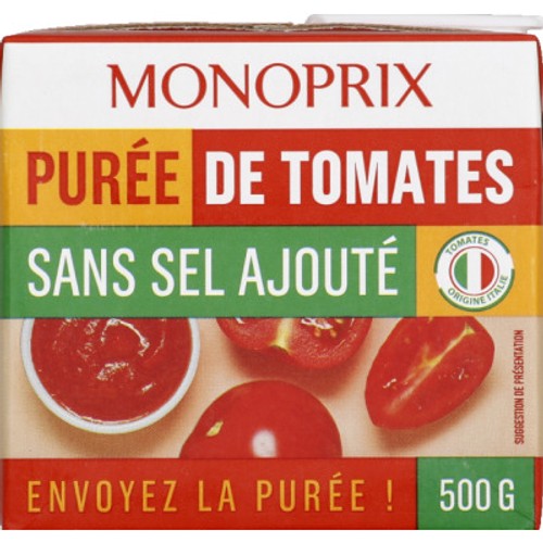 Monoprix Purée de tomates sans sel ajouté 500g