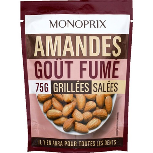 Monoprix Amandes grillées et salées, goût fumé 75g