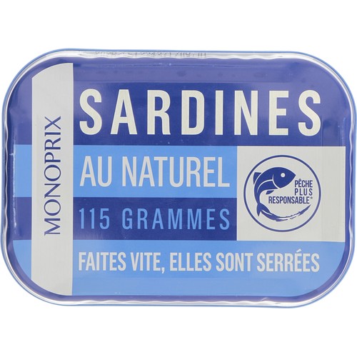 Monoprix Sardines au Naturel Pavillon France 115g