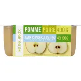 Monoprix Purée de Pomme et poire sans sucres 4x100g