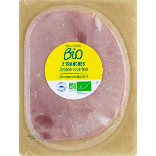 Monoprix Bio Jambon Supérieur Découenné Dégraissé x2 80g