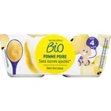 Monoprix Bio Compote Pommes poires sans sucres ajoutés Dès 4 mois 4x100g