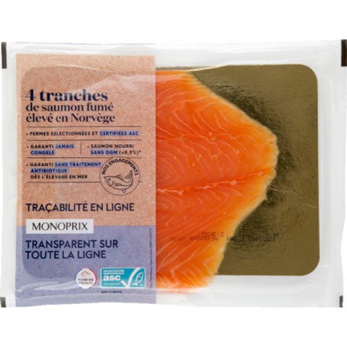 Monoprix Saumon Fumé élevé en Norvège 140g