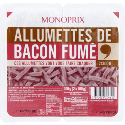 Monoprix Allumettes de Bacon Fumé 200g