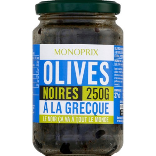 Monoprix Olives noires à la Grecque 250g