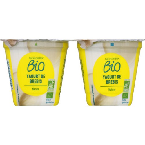 Monoprix Bio Yaourt de brebis nature 2x125g
