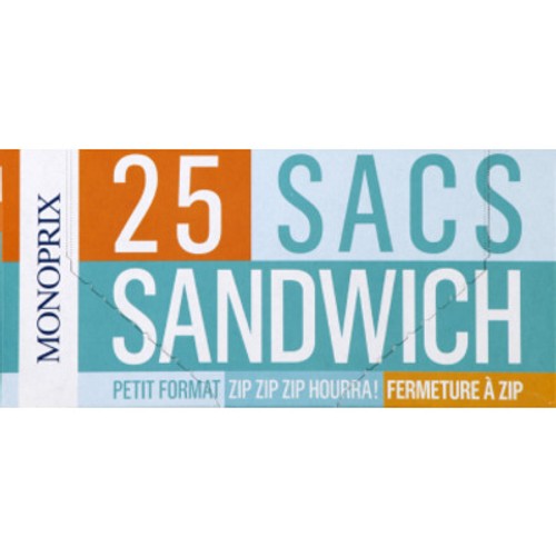 Monoprix Sacs Sandwich à zip petit format x25