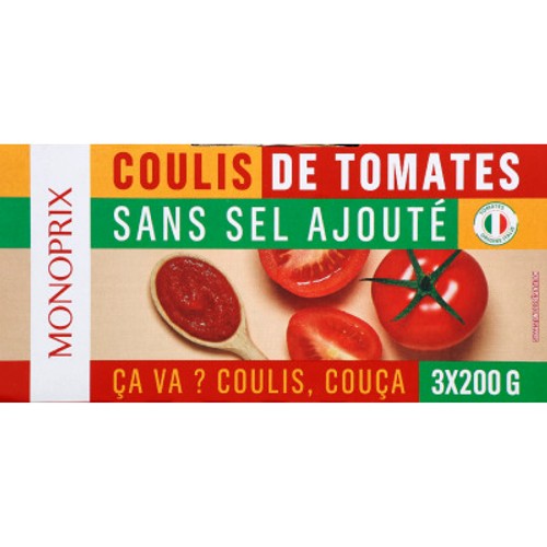 Monoprix Coulis de tomate sans sucre ajouté 3x200g