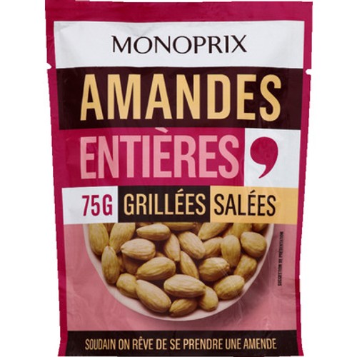 Monoprix Amandes entières grillées et salées 75g