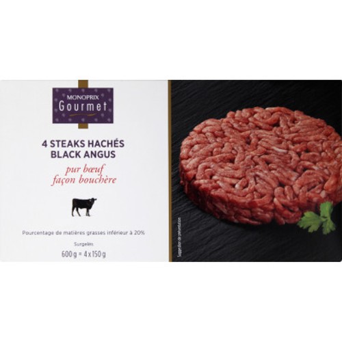Monoprix Gourmet Steak haché black angus 4x150g