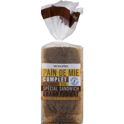Monoprix Pain de mie complet Grand format 825g