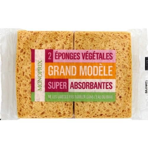 Monoprix Éponges végétales grand modèle super absorbantes x2