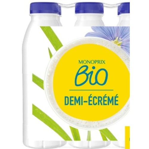 Monoprix Bio Lait Demi-Écrémé Stérilisé Uht 6x50cl