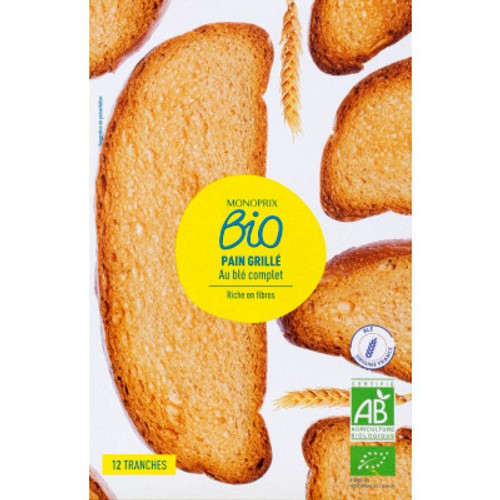 Monoprix Bio Pain Grillé Au Blé Complet 250g