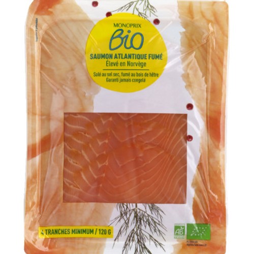 Monoprix Bio Saumon Atlantique Fumé 120g