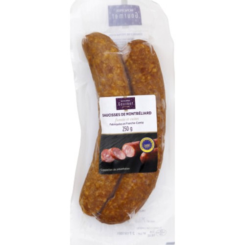 Monoprix Gourmet Saucisses de Montbéliard fumées et cuites 250g