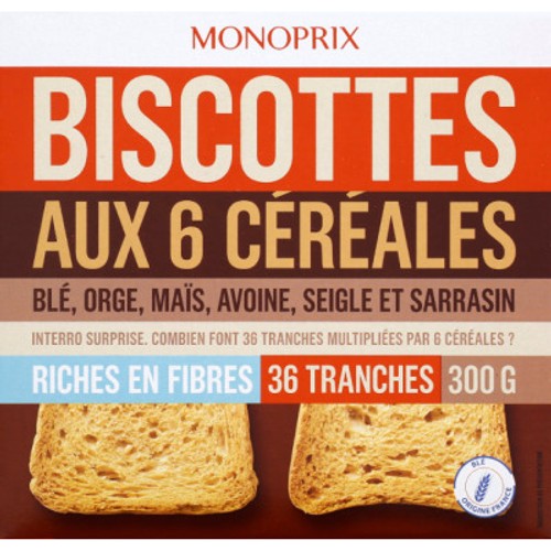 Monoprix Biscottes Au 6 Céréales 300g
